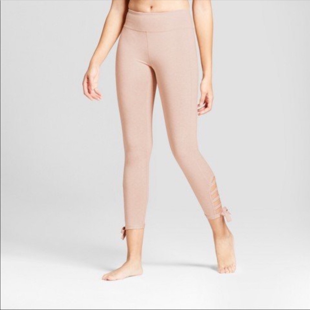 Peach Joy Lab Leggings with Tie Ankle Detai.